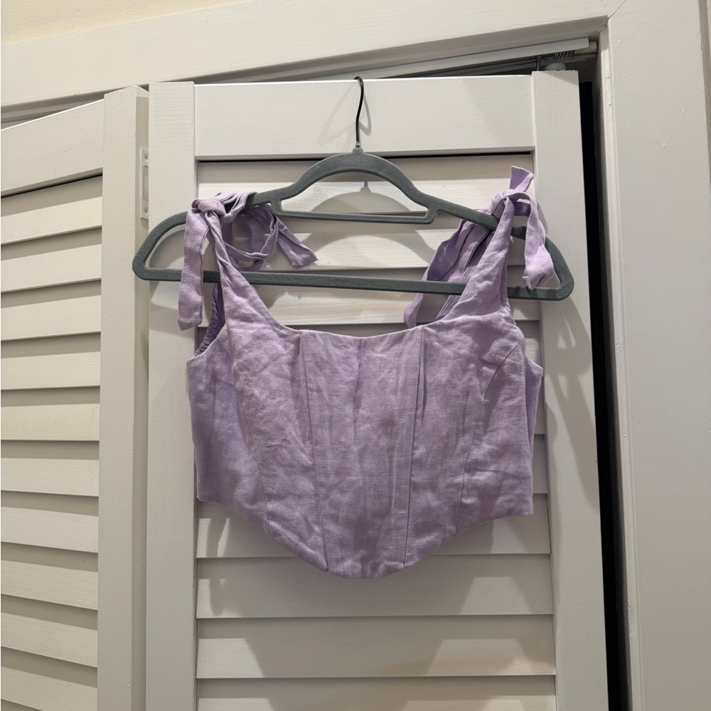 Lavender Tie-Strap Cropped Corset Top
